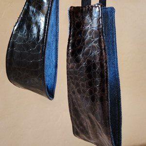 Elements Reversible Headband x 2 Faux Animal Print in Black Brown w Denim